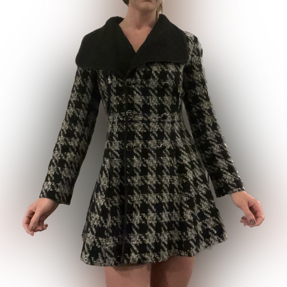 Guess Houndstooth pattern pea coat